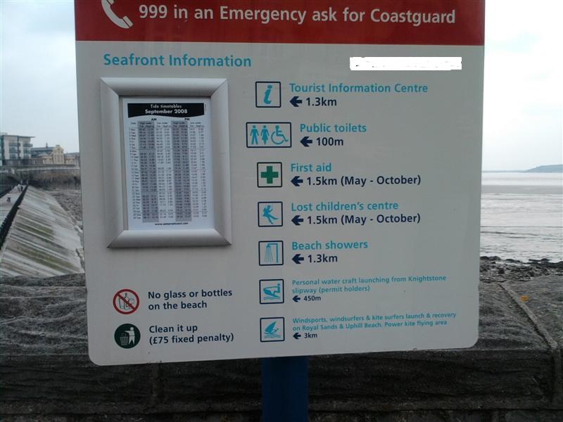 Seafront information sign