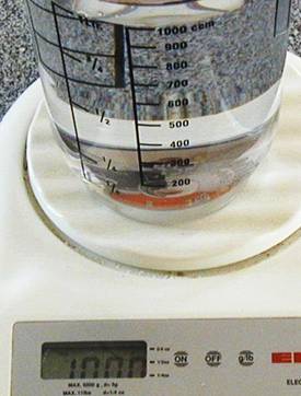 A litre of water weighs 1 kg
