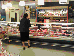 Loose food at meat delicatessen