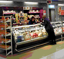 Loose food at meat delicatessen