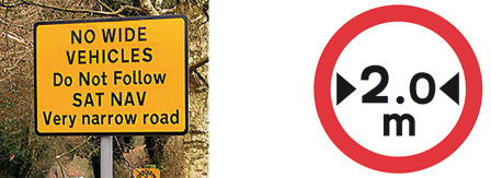 Width restriction signs