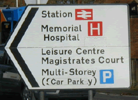 Direction sign to local ammenities