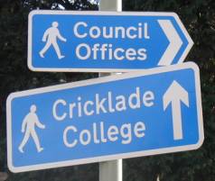 Blue pedestrain information signs