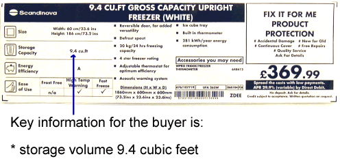 Retailers fridge data label