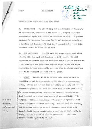 metrication of speed limits - brief