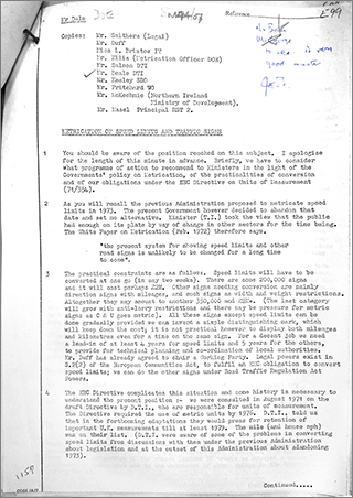 metrication of speed limits and traffic signs