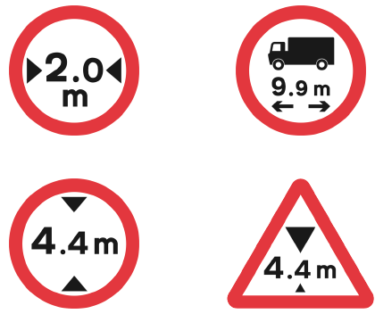 metric restriction signs